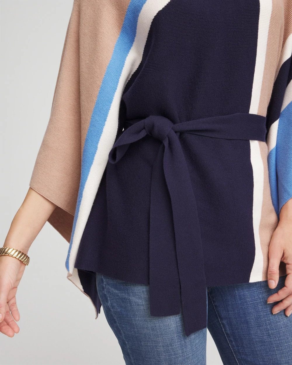 Belted Colorblock Poncho Passport Blue - Chico's