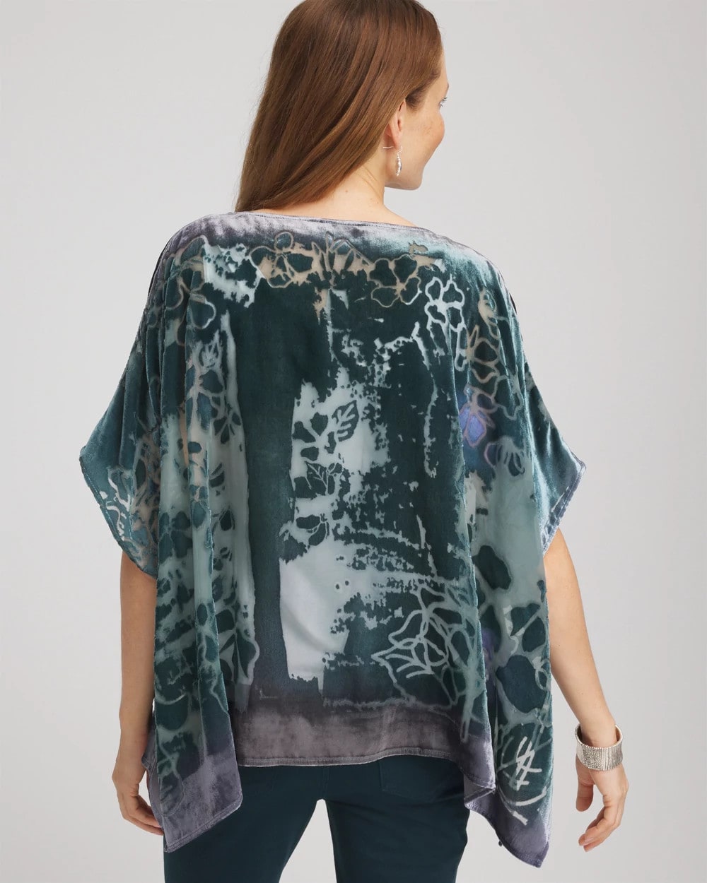 Velvet Burnout Passion Poncho Striking Teal - Chico's