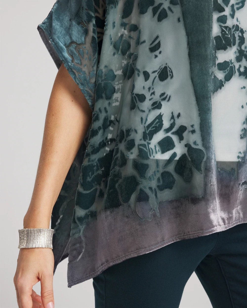 Velvet Burnout Passion Poncho Striking Teal - Chico's