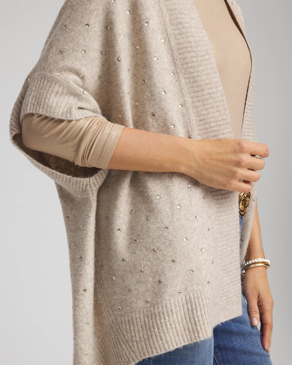 Embellished Cocoon Ruana Neutral - Chico's