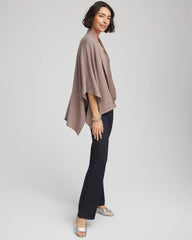 Embellished Shawl Collar Ruana Taupe Heather - Chico's