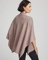 Embellished Shawl Collar Ruana Taupe Heather - Chico's