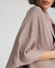Embellished Shawl Collar Ruana Taupe Heather - Chico's