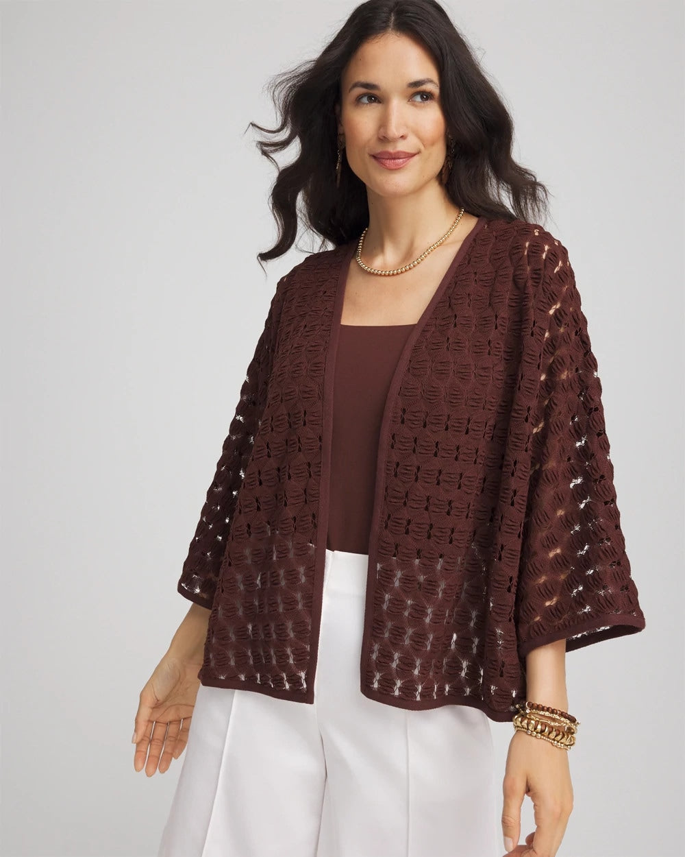 Short Woven Kimono Cacao - Chico's