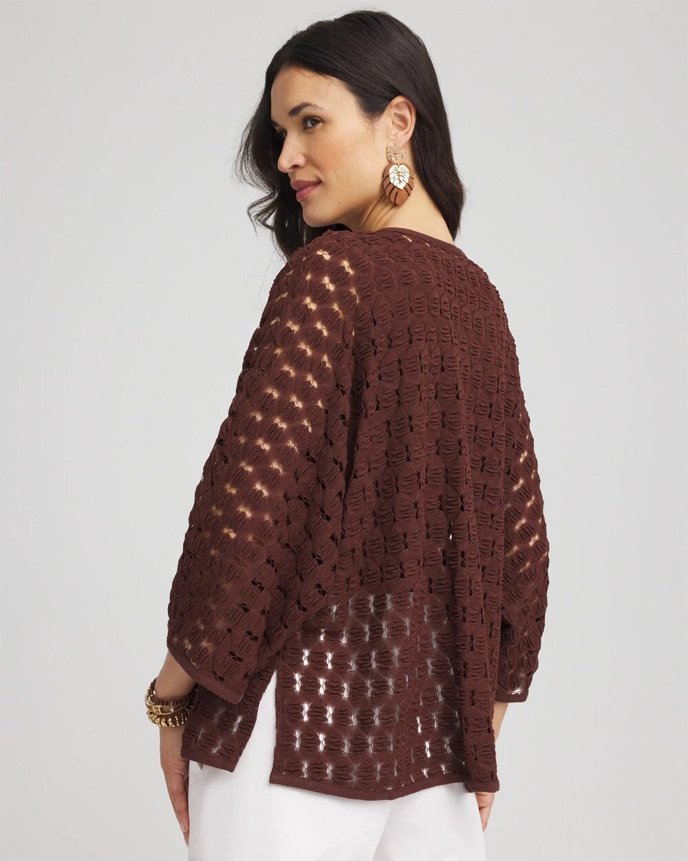 Short Woven Kimono Cacao - Chico's