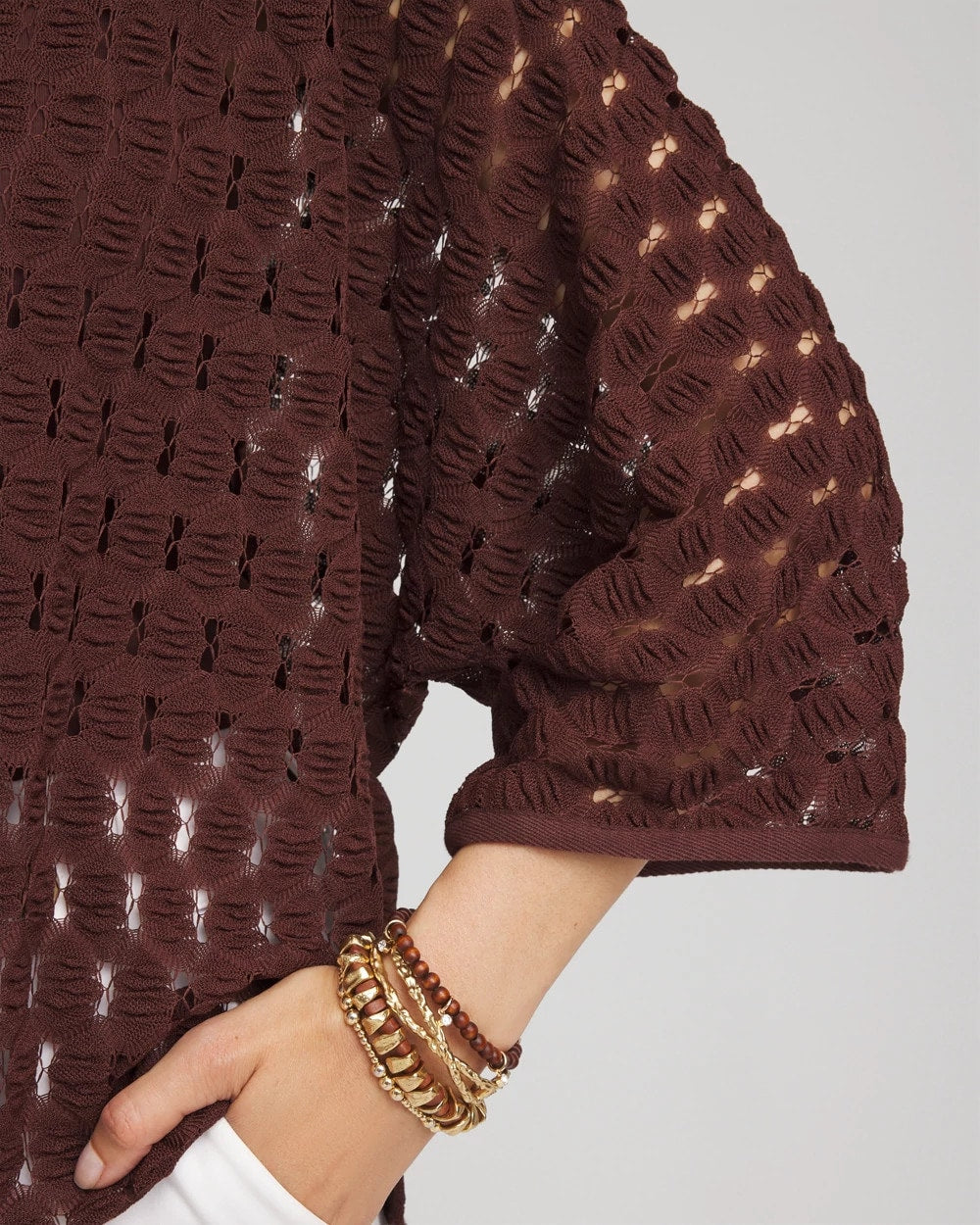 Short Woven Kimono Cacao - Chico's