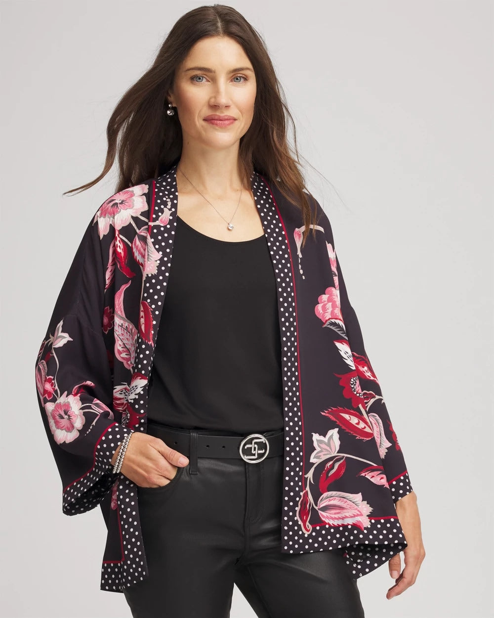Short Floral Kimono Black - Chico's