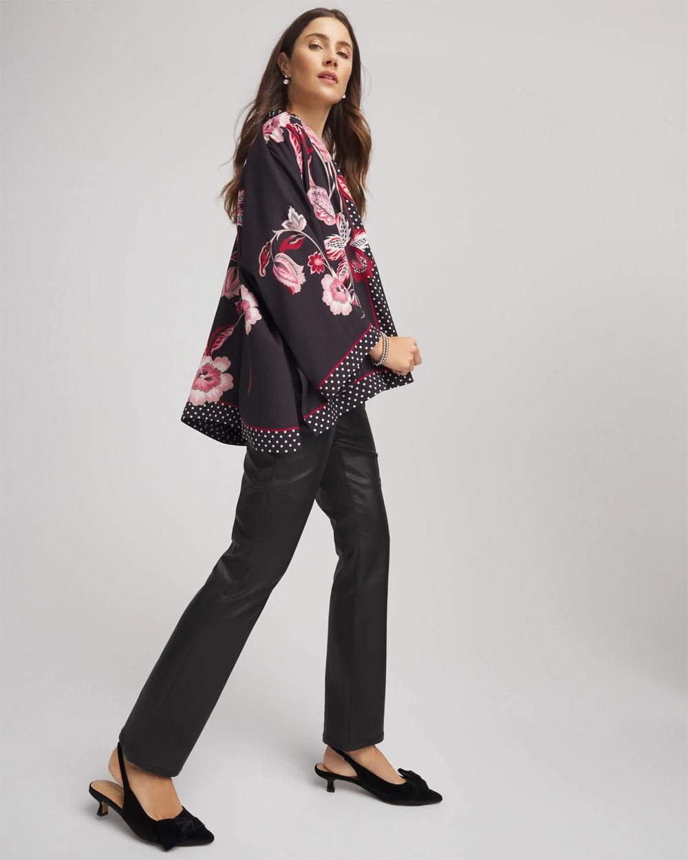Short Floral Kimono Black - Chico's