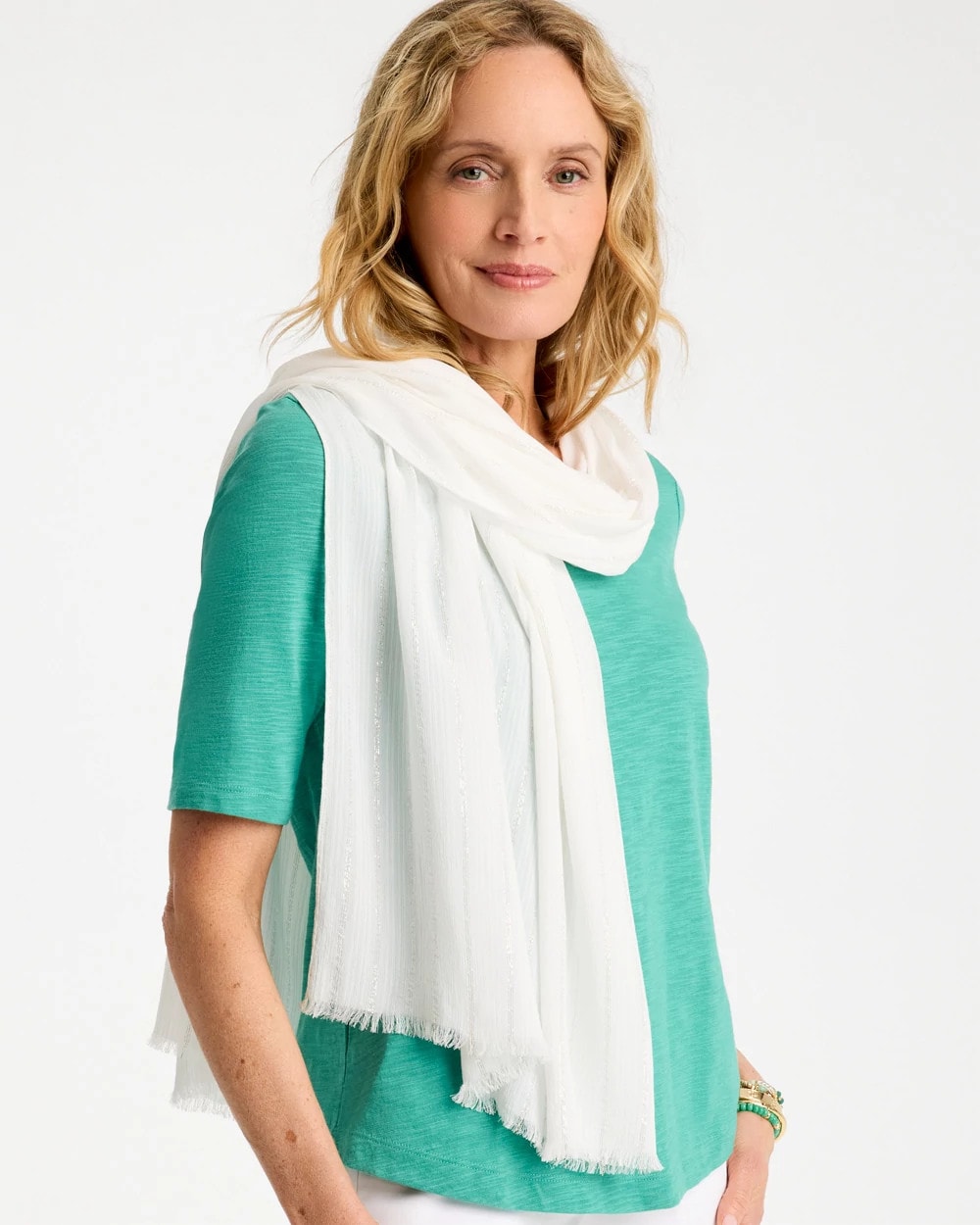 Lurex Oblong Scarf White - Chico's