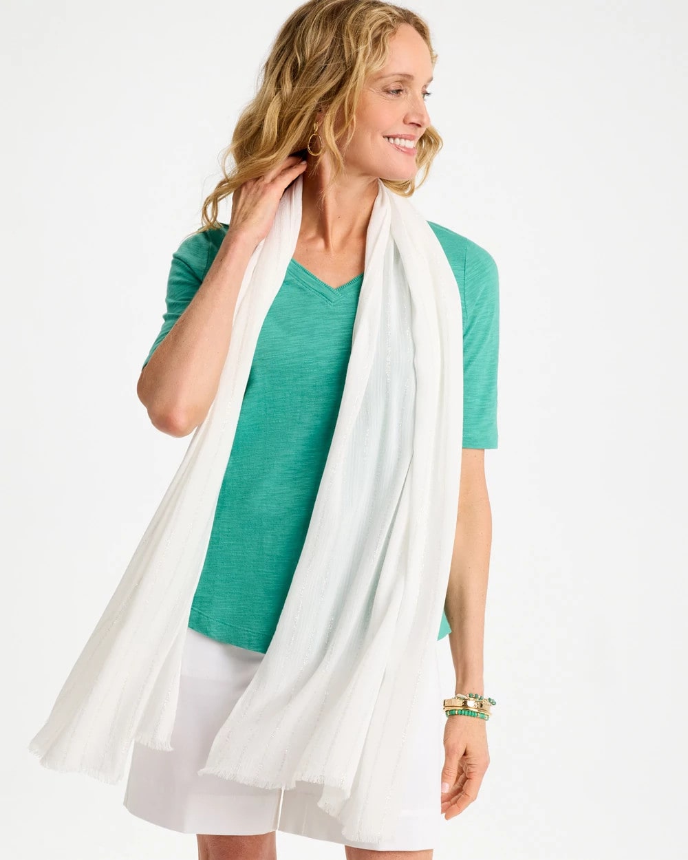 Lurex Oblong Scarf White - Chico's