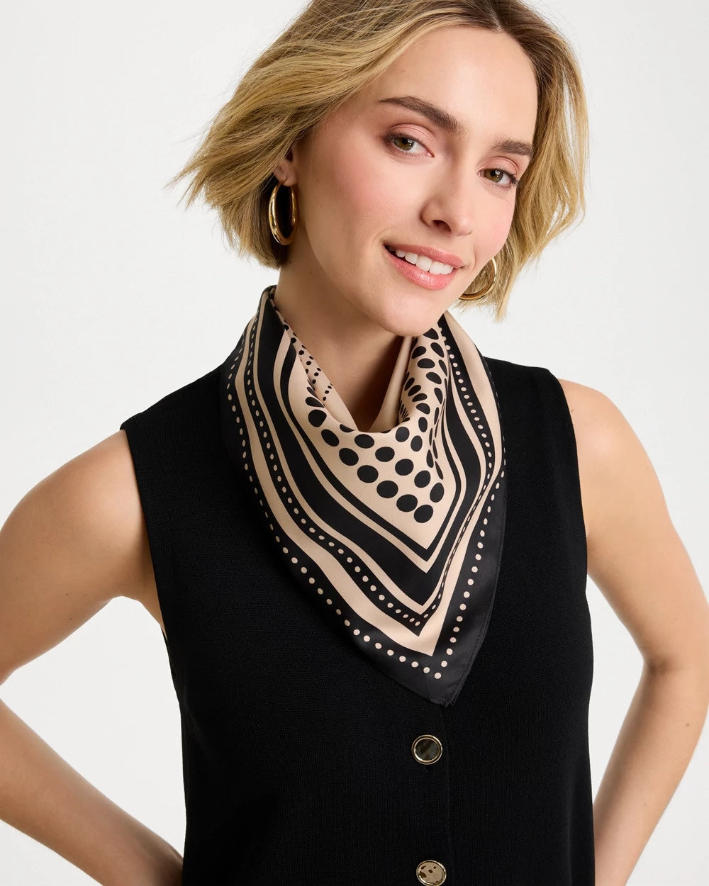 Polka Dot Square Scarf Black - Chico's