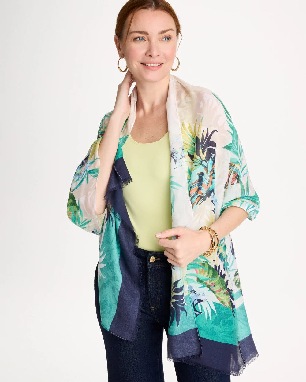 Printed Oblong Scarf Topanga Green - Chico's