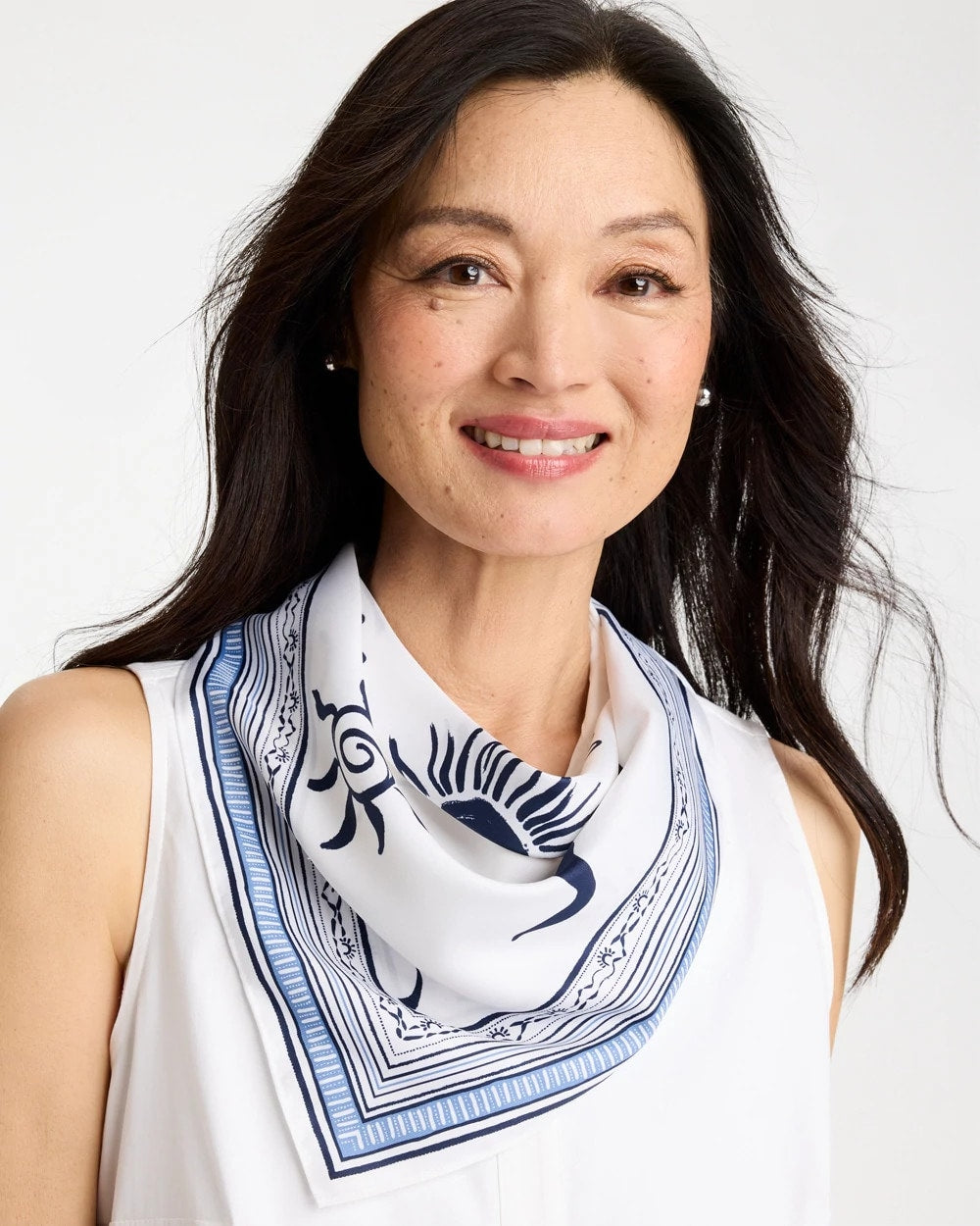Beach Square Scarf Passport Blue - Chico's