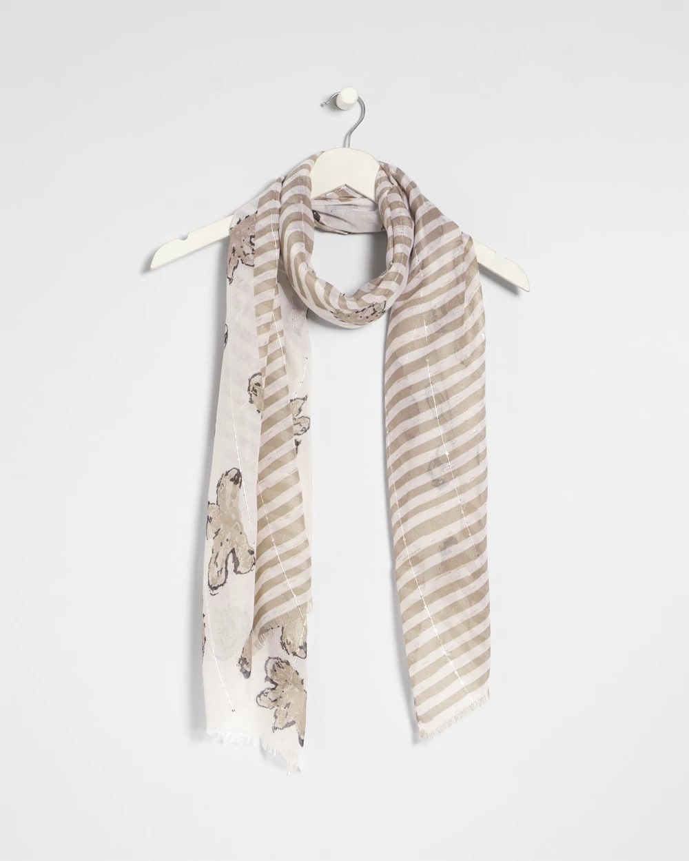 Striped Floral Oblong Scarf Neutral - Chico's