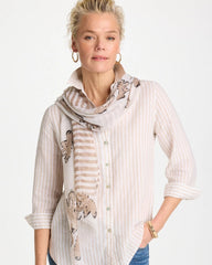 Striped Floral Oblong Scarf Neutral - Chico's
