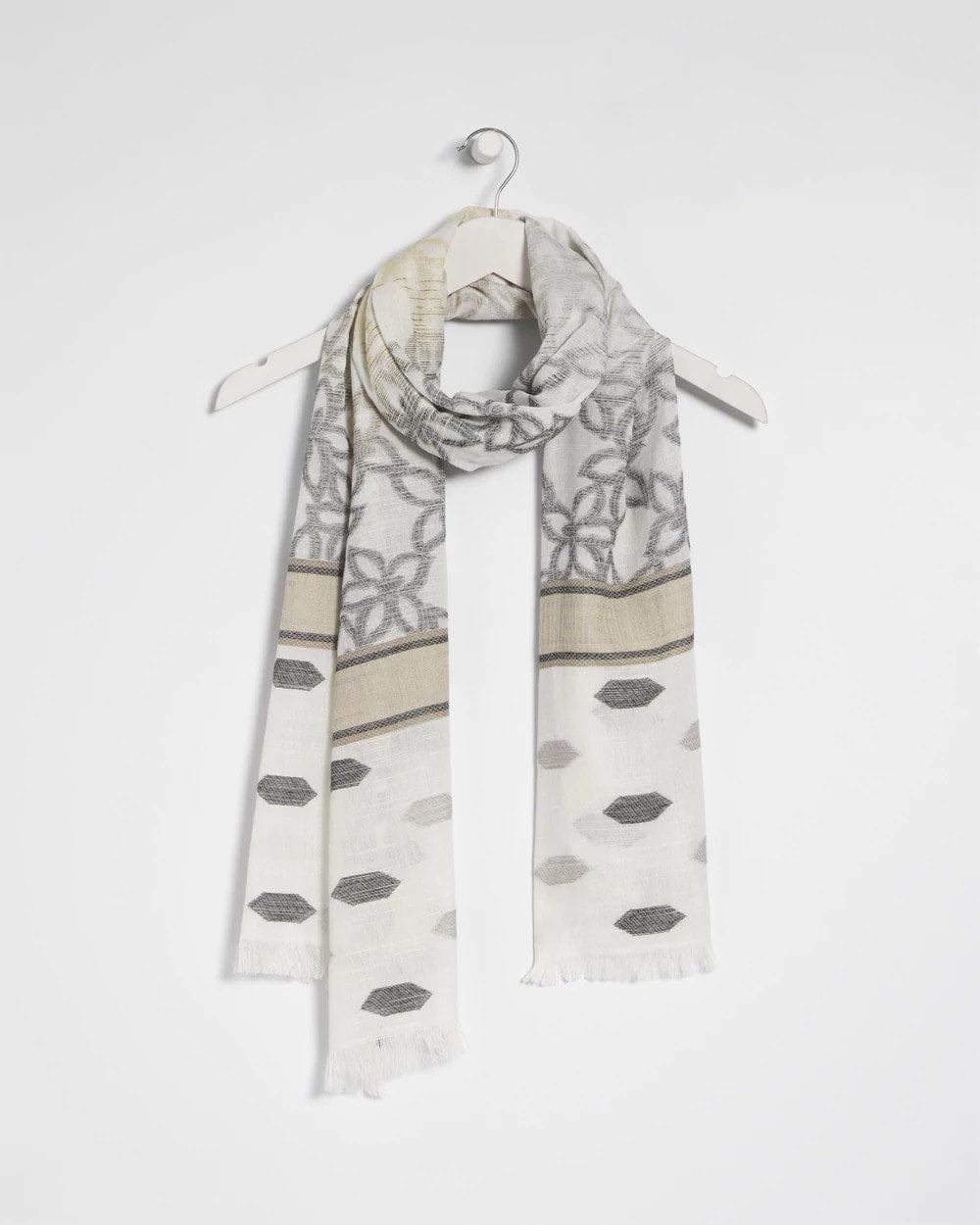 Neutral Paisley Polka Dot Oblong Scarf Neutral - Chico's