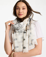 Neutral Paisley Polka Dot Oblong Scarf Neutral - Chico's