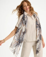 Foiled Floral Oblong Scarf Neutral - Chico's