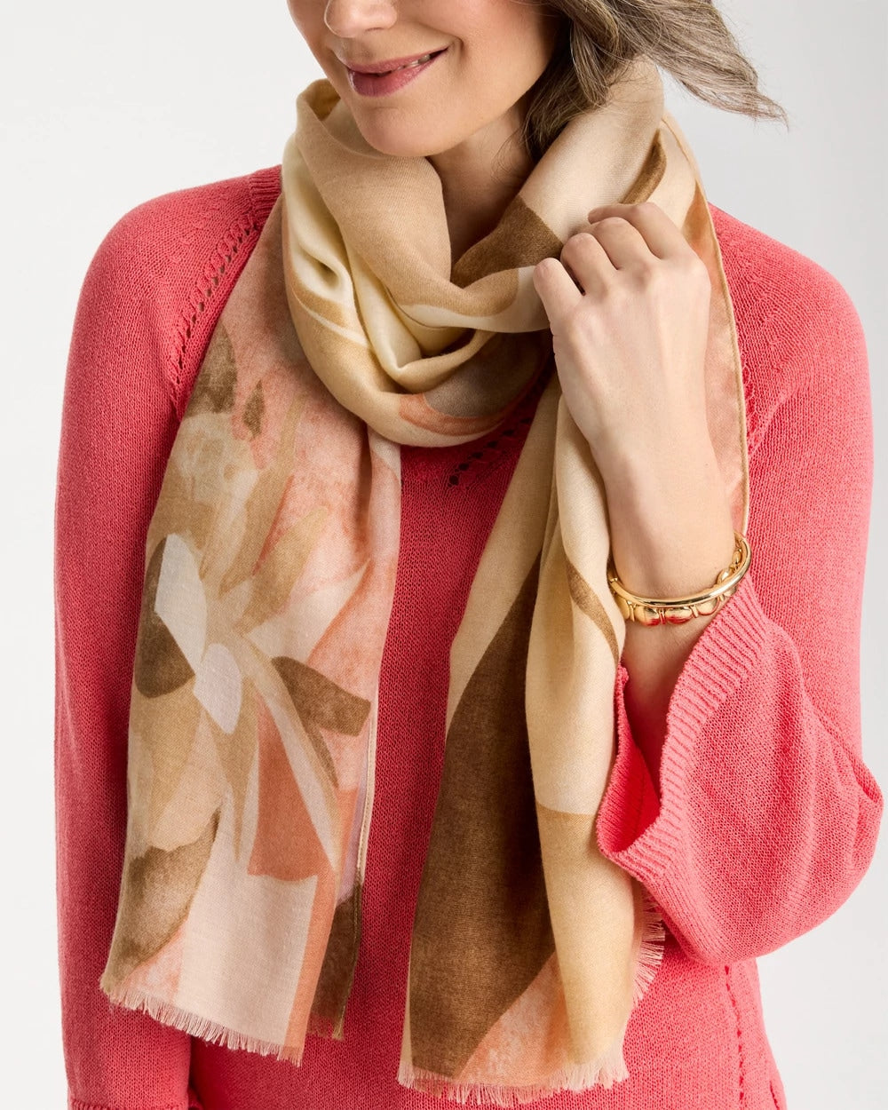 Neutral Floral Oblong Scarf Neutral - Chico's