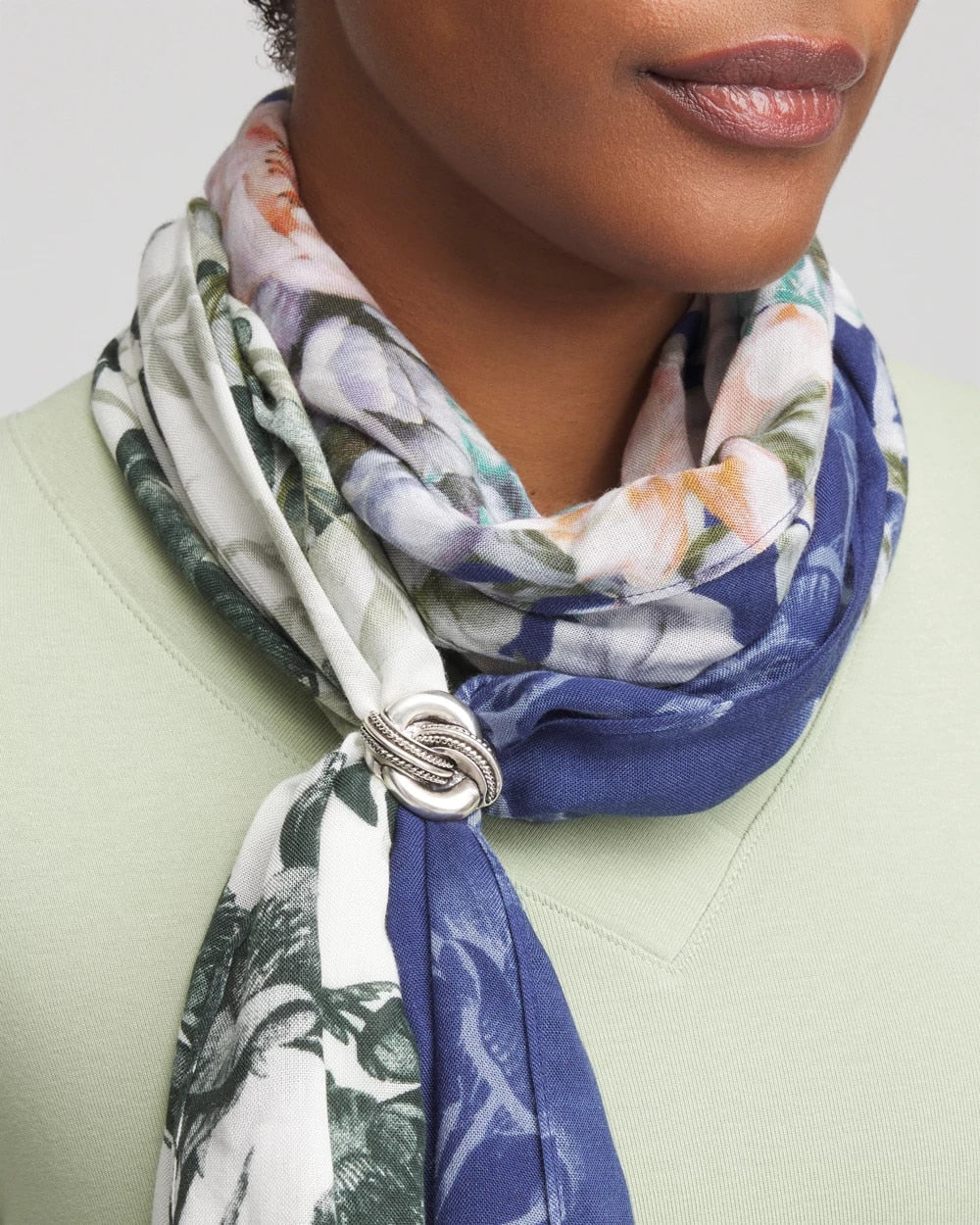 Silvertone Knot Scarf Ring Silver - Chico's