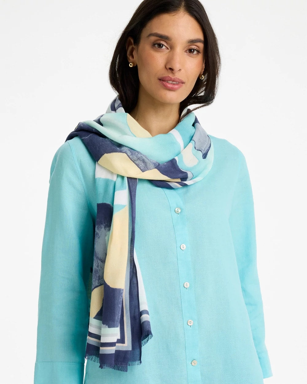 Artisanal Patch Oblong Scarf Passport Blue - Chico's