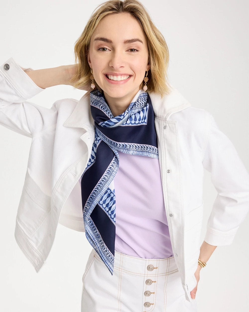 Ellie Sprigs Square Scarf Amparo Blue - Chico's