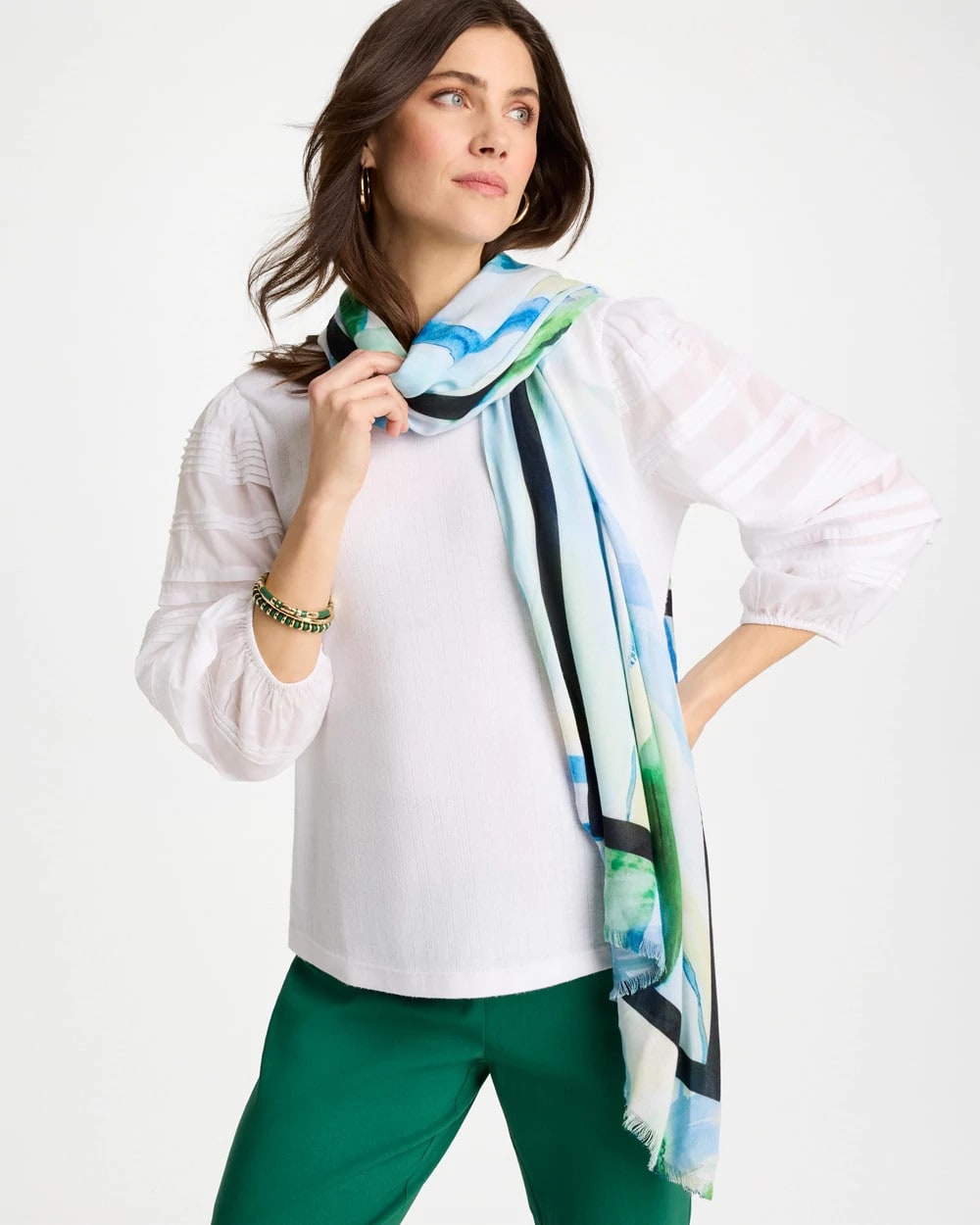 Blooming Brush Oblong Scarf Amparo Blue - Chico's