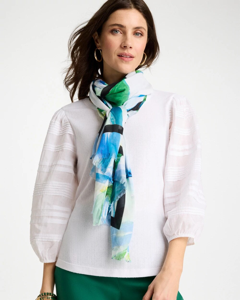 Blooming Brush Oblong Scarf Amparo Blue - Chico's