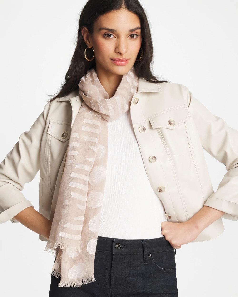 Neutral Polka Dot Oblong Scarf Neutral - Chico's