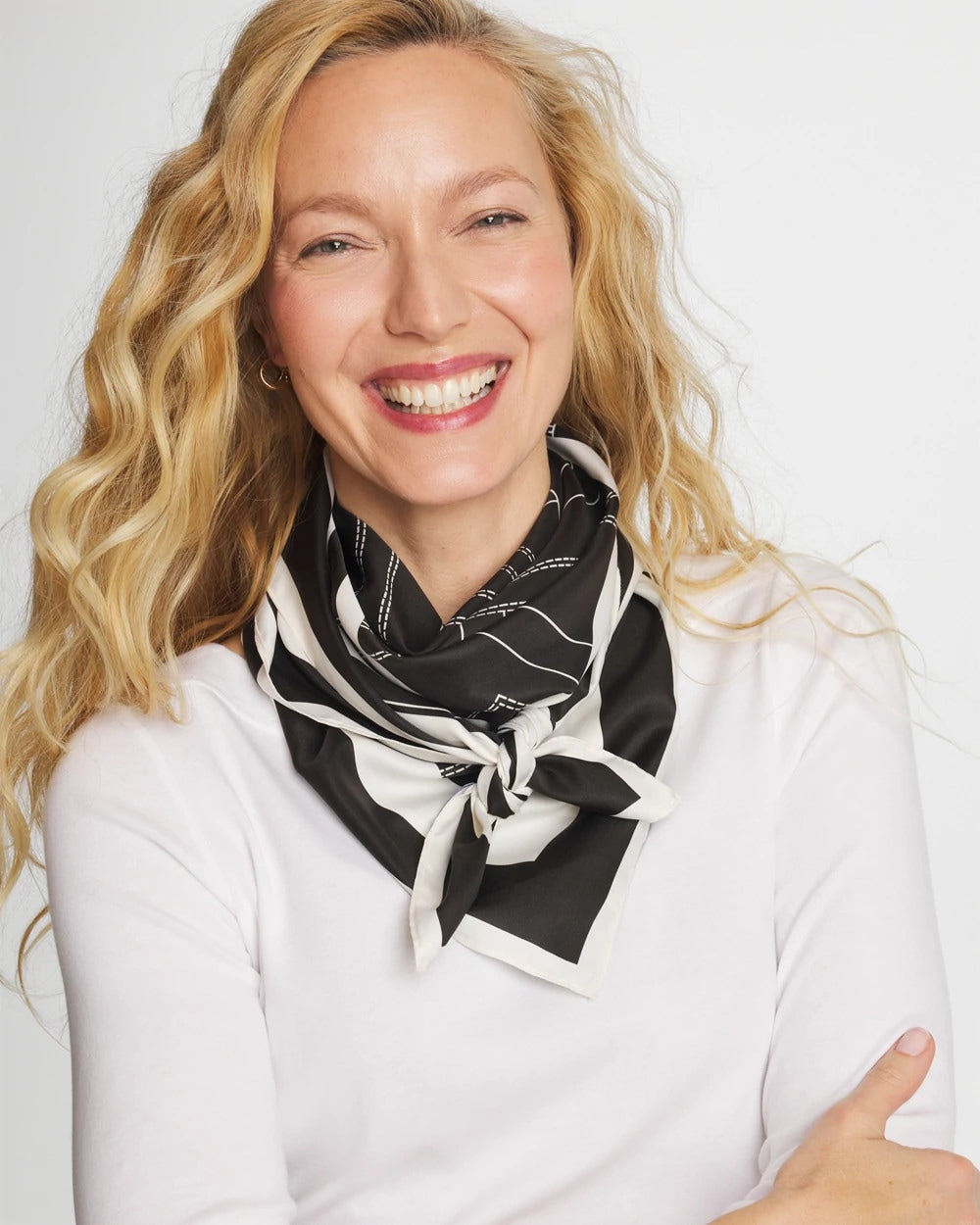 Graphic Stitch Square Scarf Black - Chico's