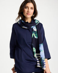 Printed Oblong Scarf Passport Blue - Chico's