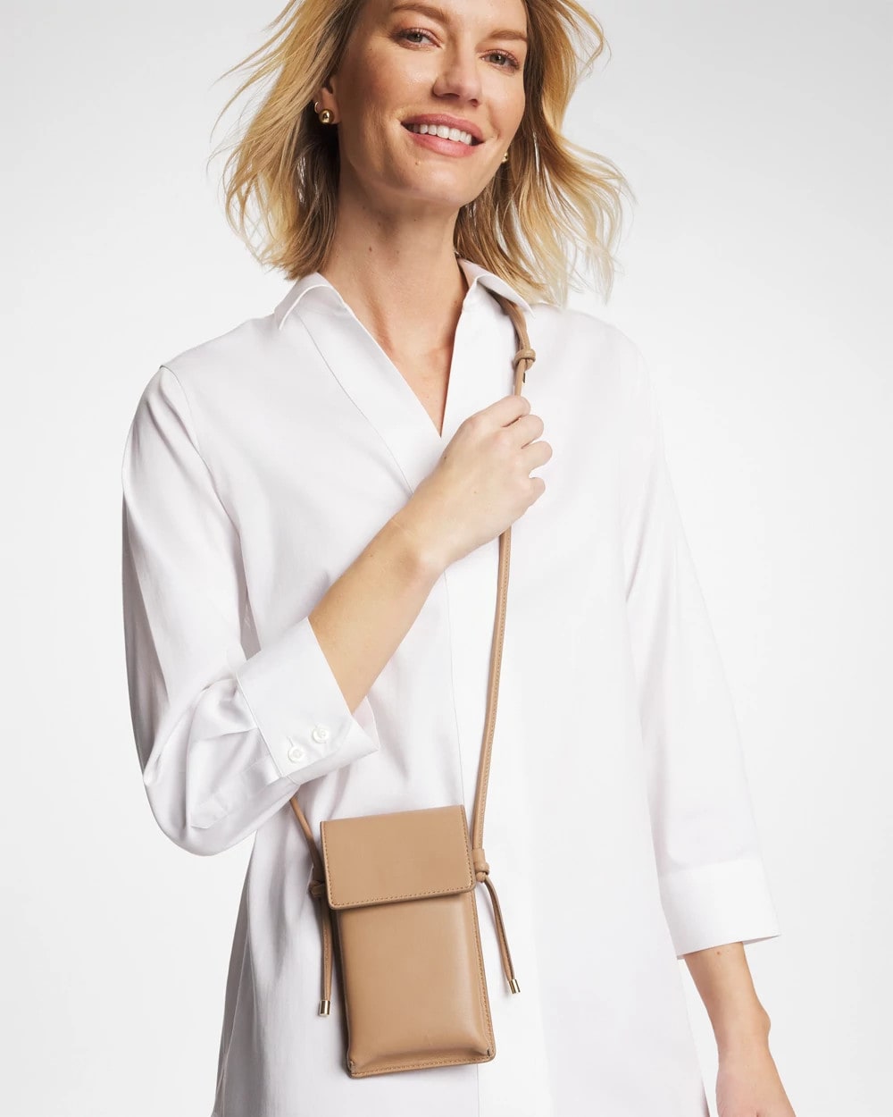 Leather Cross Body Phone Holder Bag Neutral - Chico's