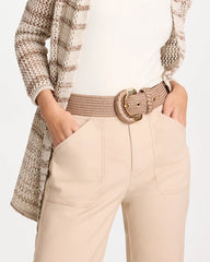 Satin Stretch Metal Belt Taupe - Chico's