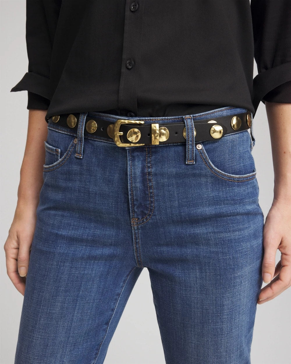 Studded Faux Leather Trouser Belt Black - Chico's