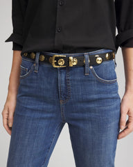 Studded Faux Leather Trouser Belt Black - Chico's