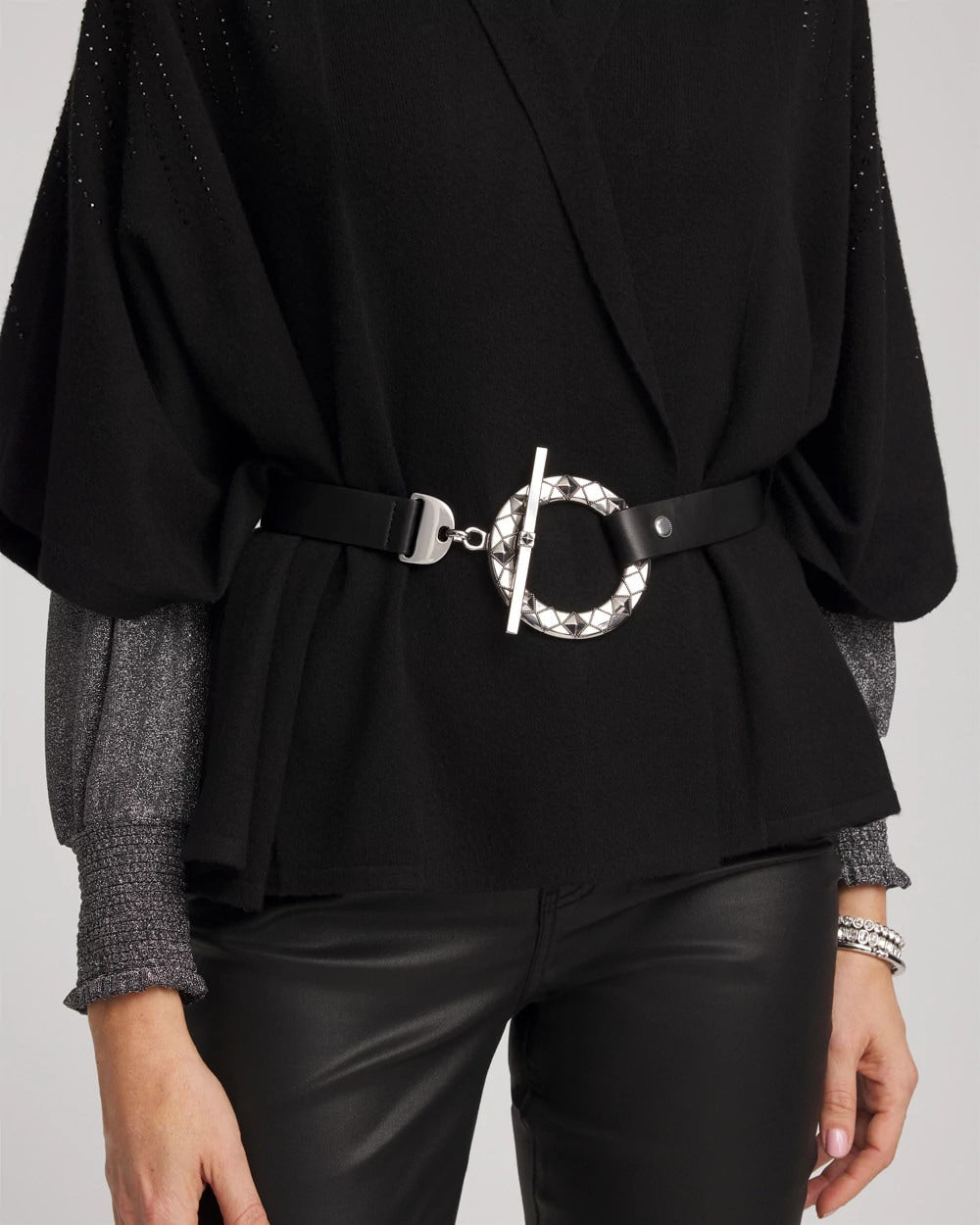 Silver Toggle Trouser Belt Black/Silver - Chico's