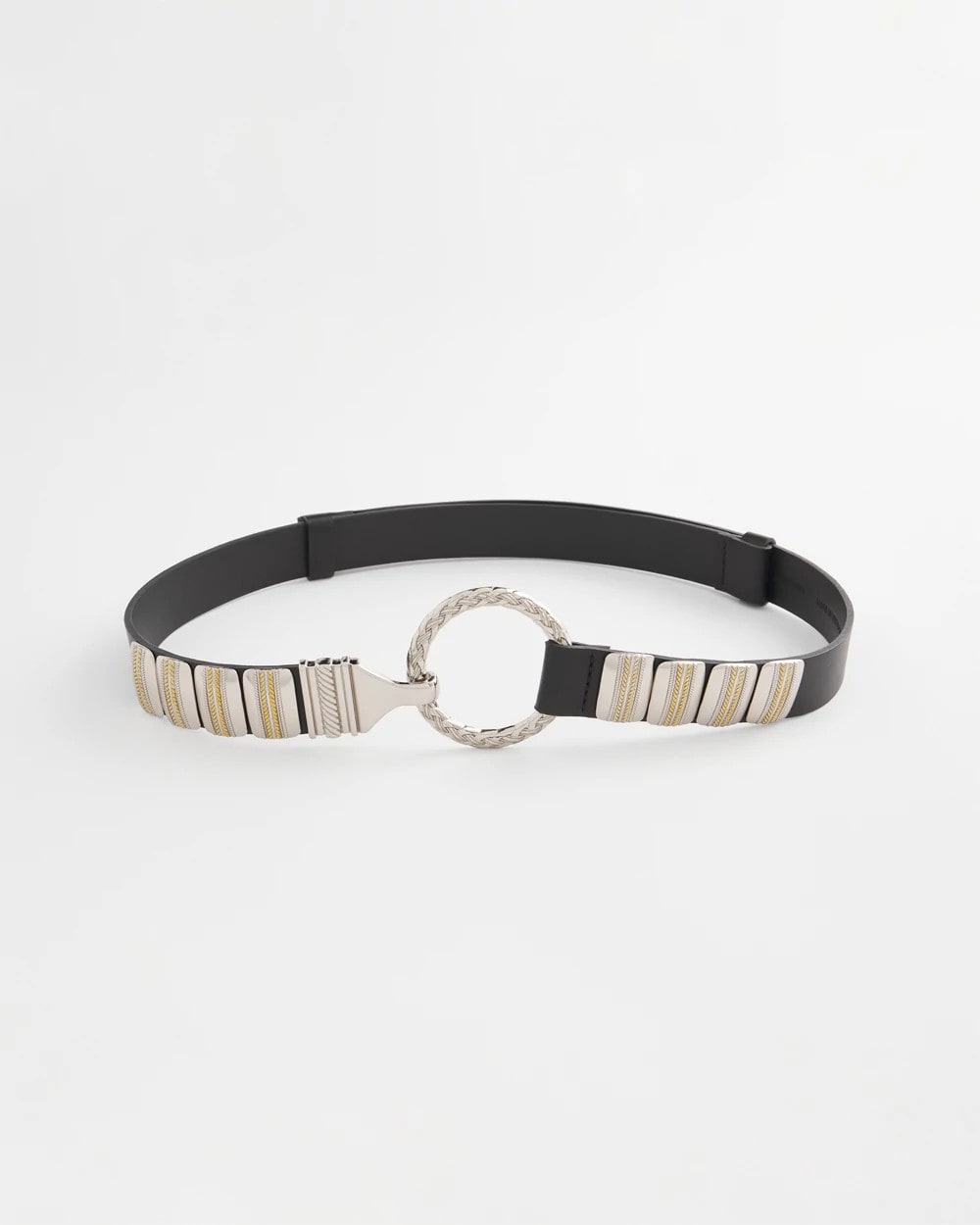Mixed Metal Clasp Belt Black - Chico's