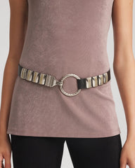 Mixed Metal Clasp Belt Black - Chico's