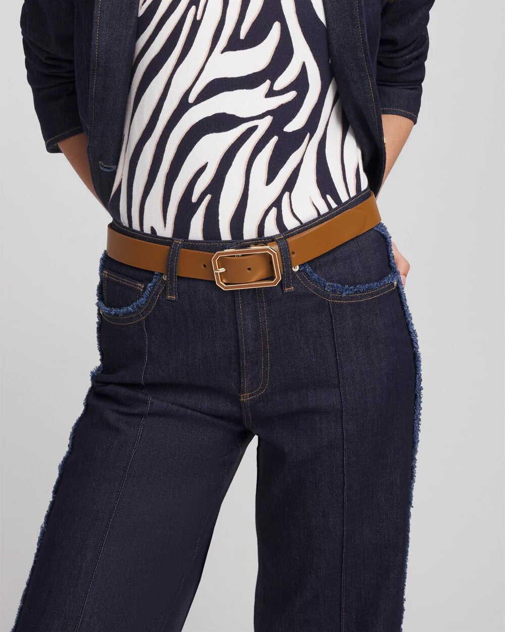 Cognac Enamel Buckle Trouser Belt Brown - Chico's