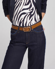 Cognac Enamel Buckle Trouser Belt Brown - Chico's