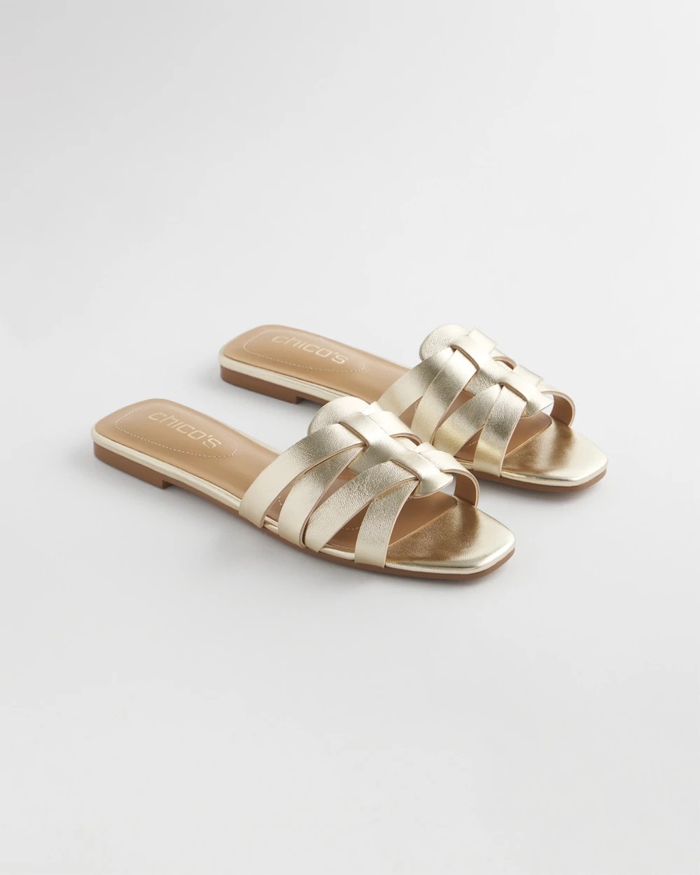Leather Cassidy Cross-Strap Slide Shoes Gold - Chico's