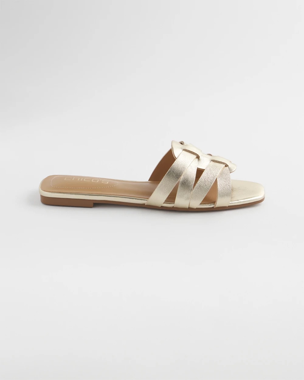 Leather Cassidy Cross-Strap Slide Shoes Gold - Chico's