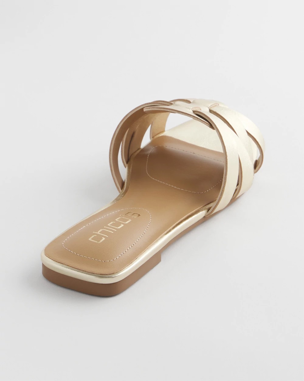 Leather Cassidy Cross-Strap Slide Shoes Gold - Chico's