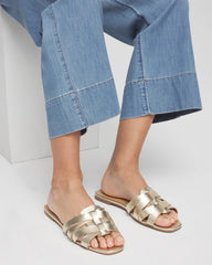 Leather Cassidy Cross-Strap Slide Shoes Gold - Chico's