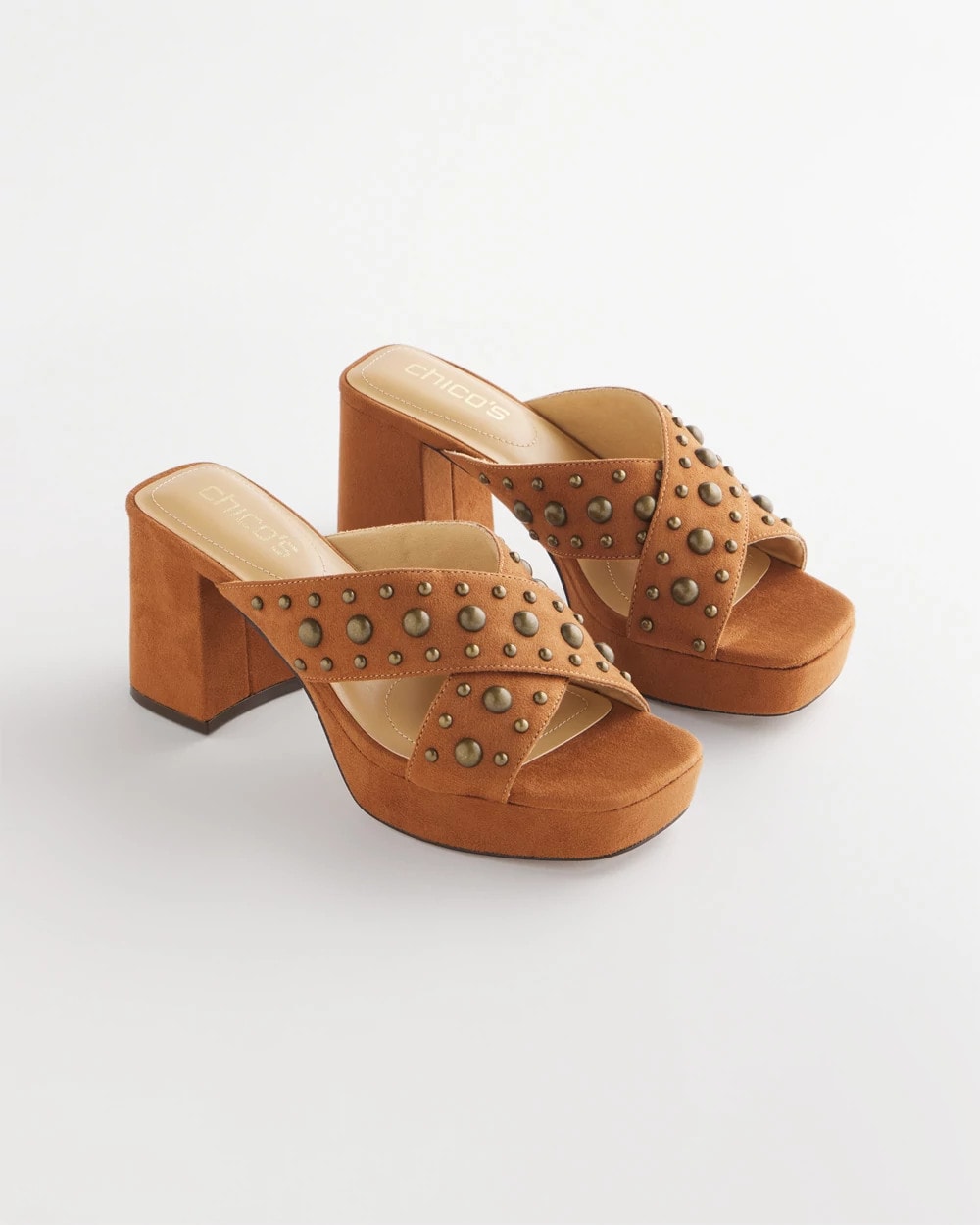 Vale Western Suede Block Heels Cognac - Chico's