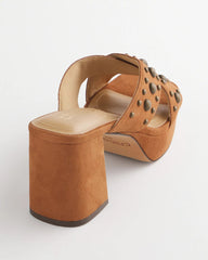 Vale Western Suede Block Heels Cognac - Chico's