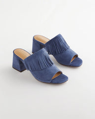 Blue Lotus Suede Fringe Block Heels Blue Lotus - Chico's