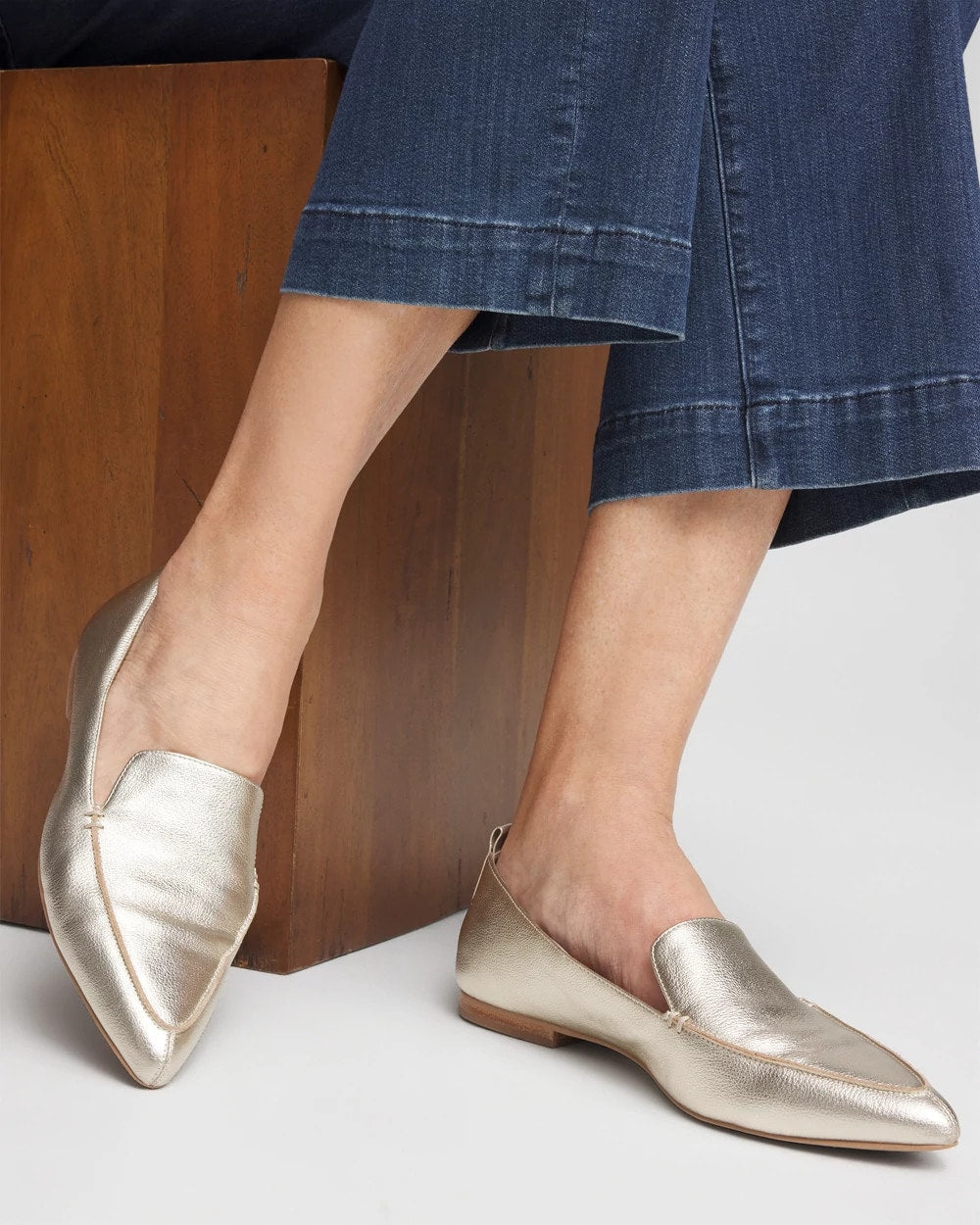 Gold Metallic Leather Loafer Gold - Chico's