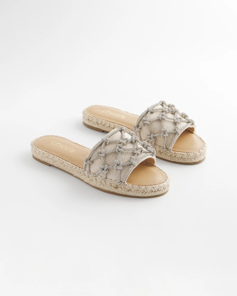 Linen Knotted Espadrille Slides Silver - Chico's