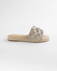 Linen Knotted Espadrille Slides Silver - Chico's